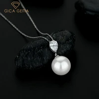 gica gema 100 925 sterling silver pearl pendant necklace for women sparkling water drop high carbon diamond bridal fine jewelry