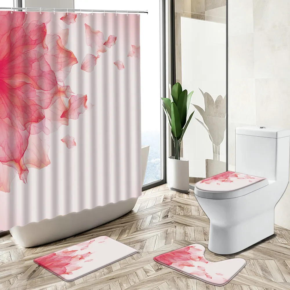 Абстрактная занавеска для душа с цветочным принтом в виде лепестков современный