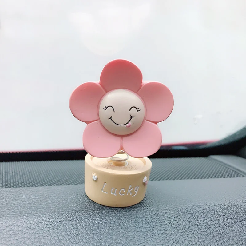 

Car Shaking Head Sunflower Decoration Cute Sun Flowers Shake Head Ornament Car Interior Accessories Tabletop Gift Collection Toy