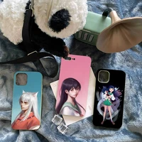 inuyasha anime cartoon japanese phone case green color for iphone 13 12 11 mini pro max x xr xs 8 7 6 plus cover funda