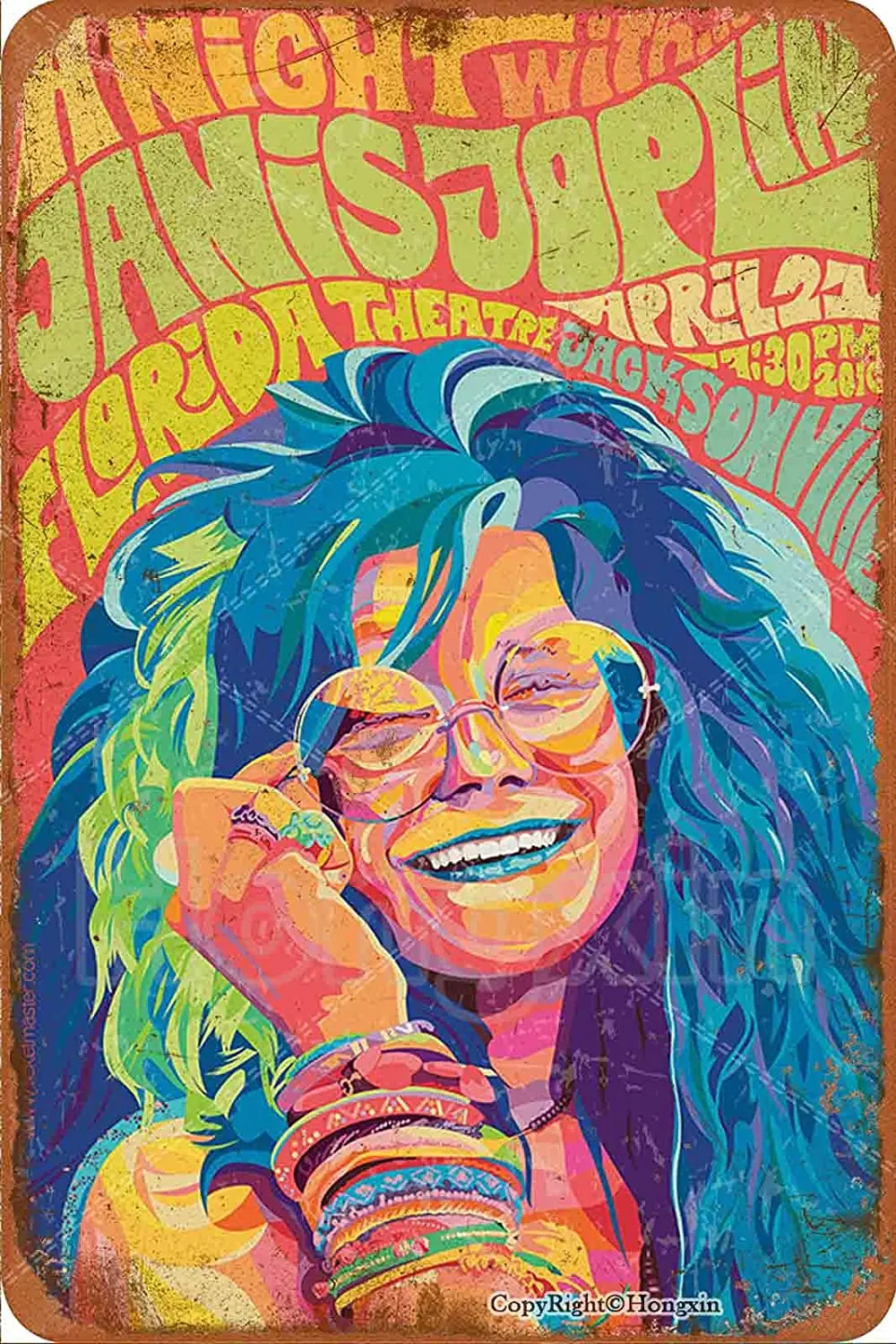 

Metal Wall Sign Tin Sign Janis Joplin Rock Queen Poster Wall Decoration Old-fashioned Retro Square Metal Sign 8X12 Inches