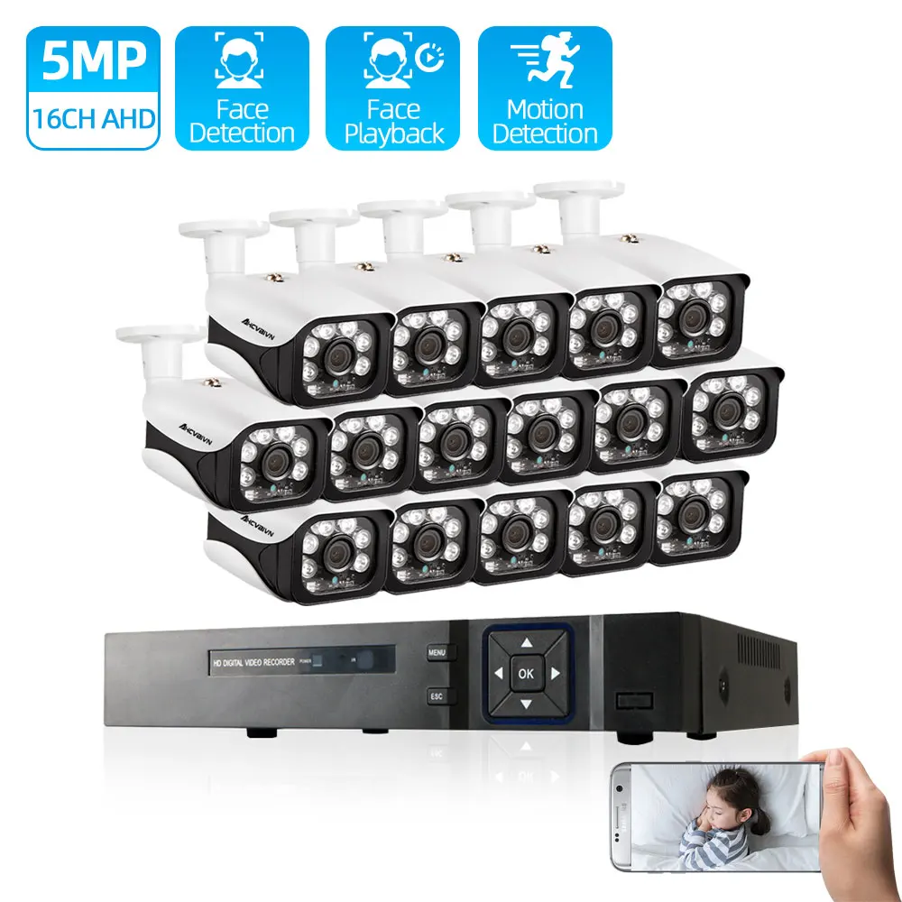 

CCTV Camera Security System 16CH DVR NVR Video Surveillance System 5MP AHD Outdoor Weatherproof CCTV Camera System Night Vision