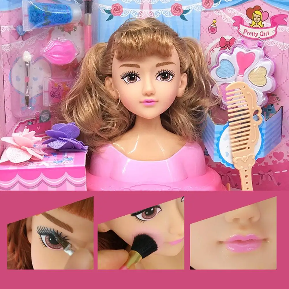 Макияж кукла голова девушки Playset с красоты и модные аксессуары