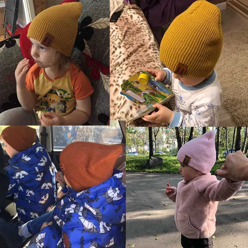 REAKIDS/Новое поступление, зимняя детская шапка для маленьких девочек и мальчиков, мягкая теплая шапка, вязаная крючком эластичная вязаная шапка, Детская Повседневная теплая шапка