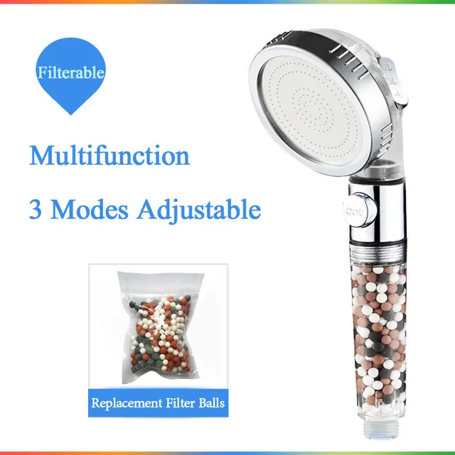 

New Bathroom Water Purifying Shower Nozzle Household Shower Three-speed Pressurized Handheld Negative Ion Filtering Shower Set