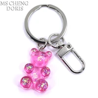 handmade candy color cute judy cartoon bear charm keychains for women girl daily jewelry party gifts