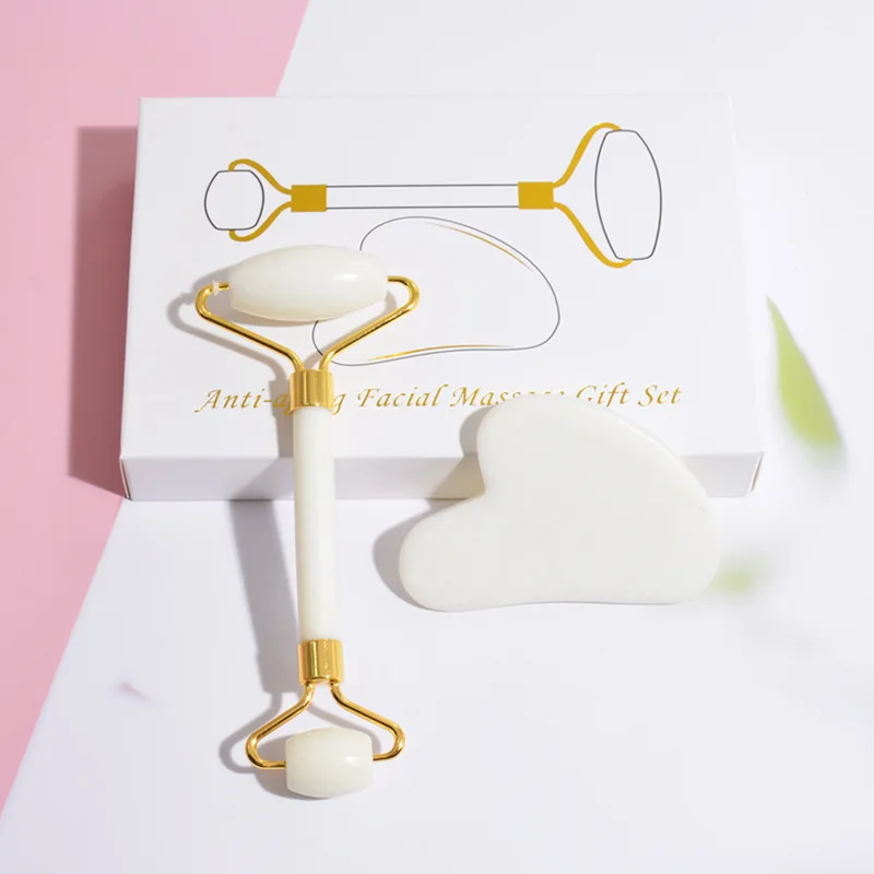 

Rose Quartz Gouache Scraper Gua Sha Massage For Face Natural Gouache Stone GuaSha Massage Tools Body Facial Jade Massager Set