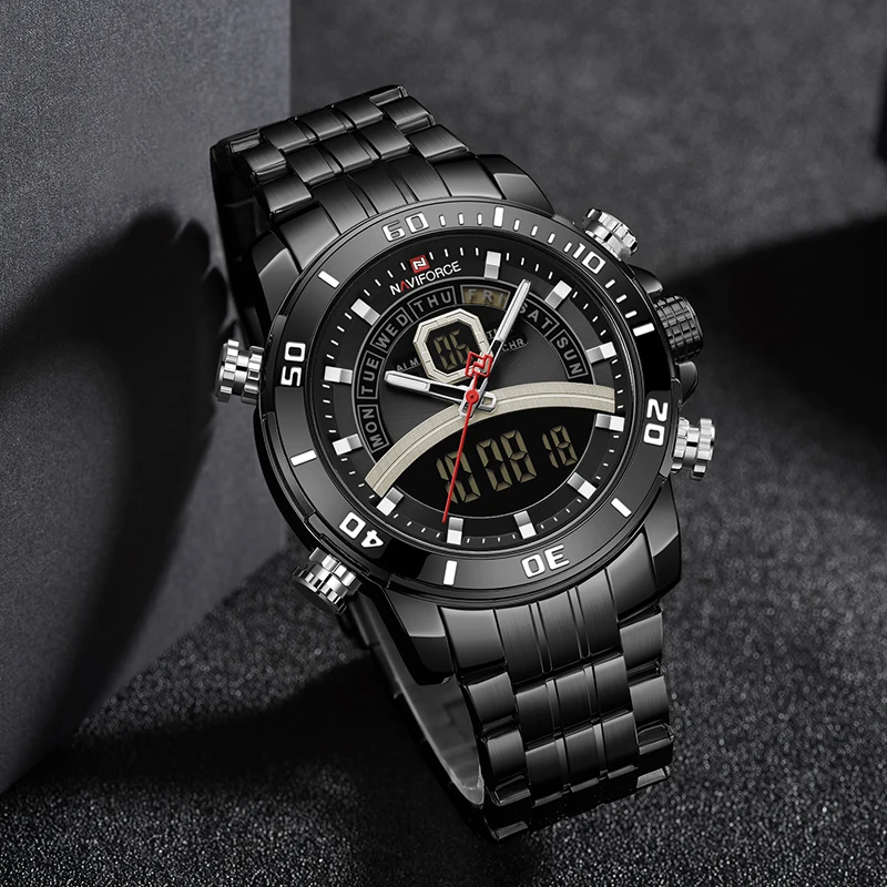 NAVIFORCE мужские часы люксовый бренд нержавеющая сталь ремешок спортивные цифровой