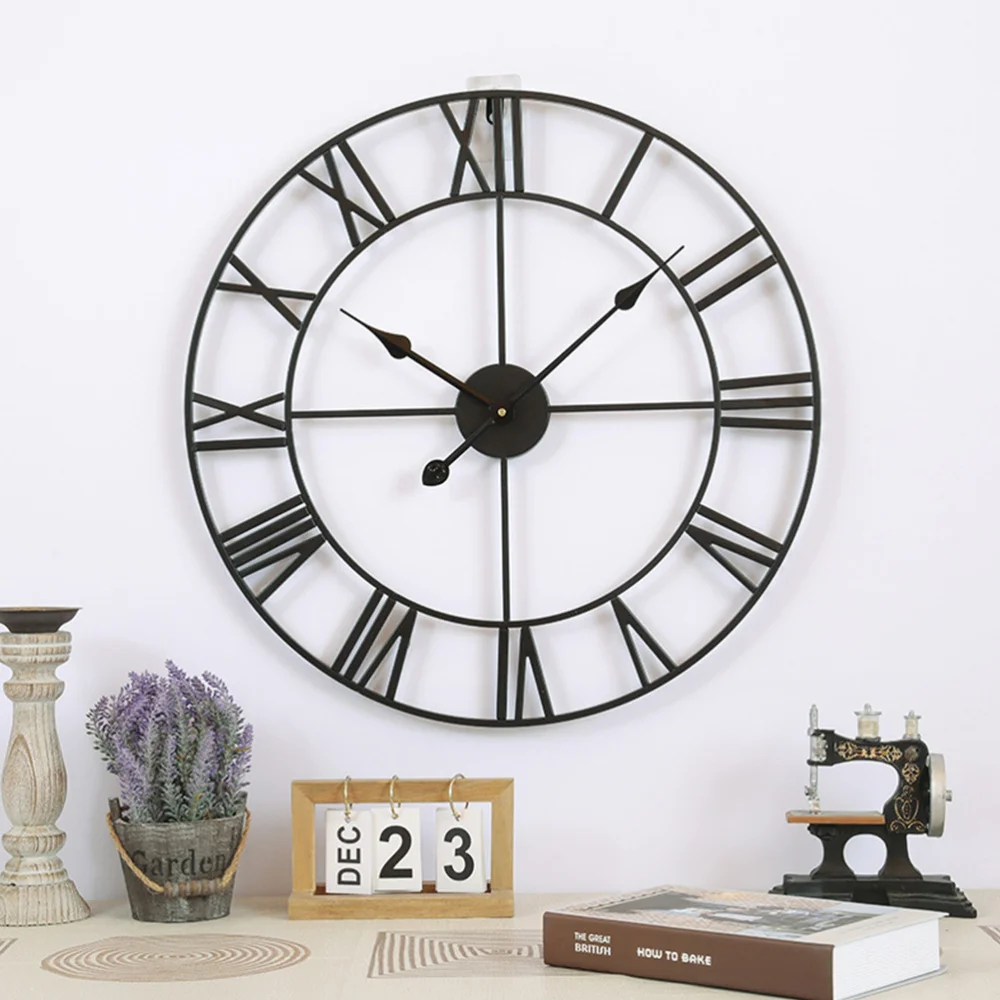 

Iron Silent Wall Clock Simple Wall Clock Decor Home Decorative Wall Clock Living Room Wall Clock (Golden Embryo Golden Stitches)