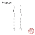 Modian минимализм звезды Длинная цепочка висячие серьги 925 стерлингового серебра ювелирные изделия для женщин Свадебные Aanniversary яркие ювелирные изделия, ювелирные изделия