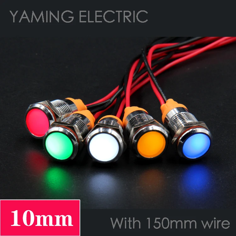 1 шт. 10 мм водонепроницаемый металлический плоский круглый светодиодный