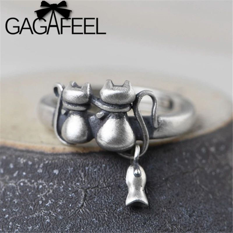 Женское Открытое кольцо с котом GAGAFEEL серебро 925 пробы подарок на свадьбу помолвку