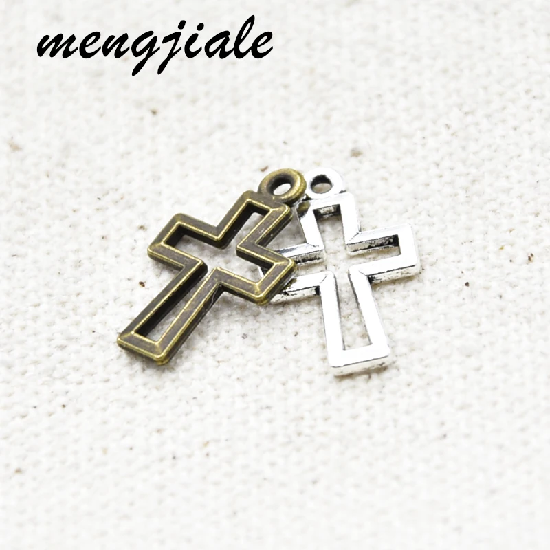 

Wholesale 50pcs Two Color Hollow Cross Charms Alloy Metal Pendants For DIY Handmade Jewelry Accessories Making 17*10mm
