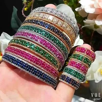 missvikki trendy rainbow cz 3pcs bangle ring set for women wedding earring shiny cubic zircon crystal aretes de mujer modernos
