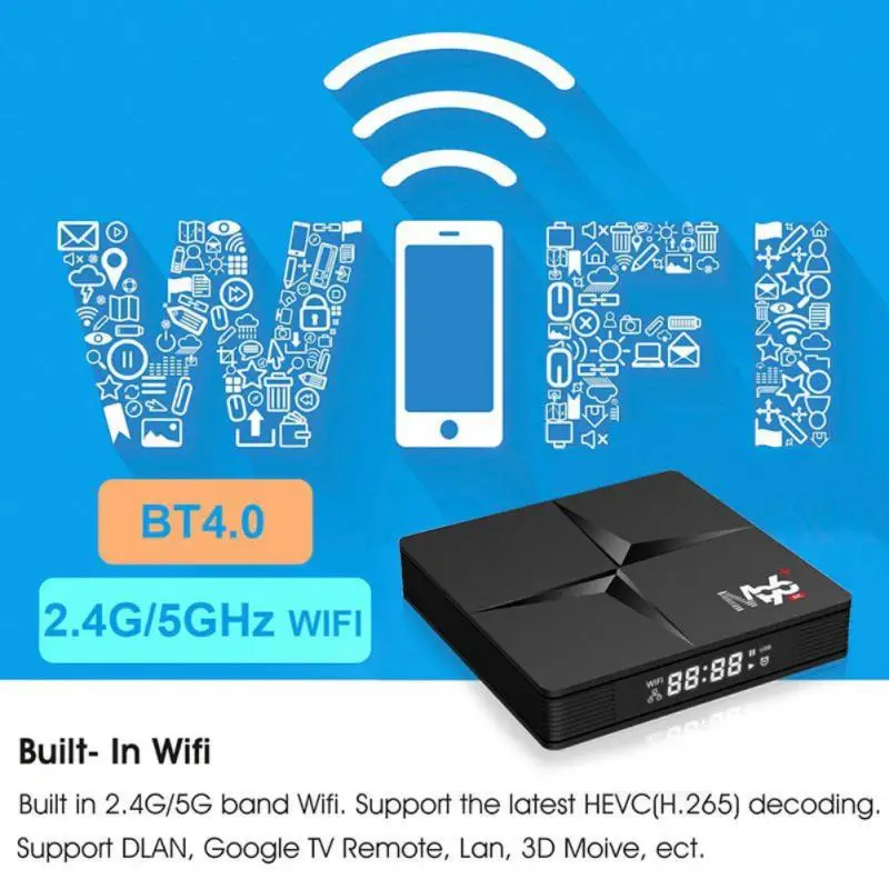TV Box Android 10 4GB RAM 32GB ROM 4K 2021 Smart 2.4G 5.0G WIFI IPTV OTT Receiver M3U Media Player | Электроника