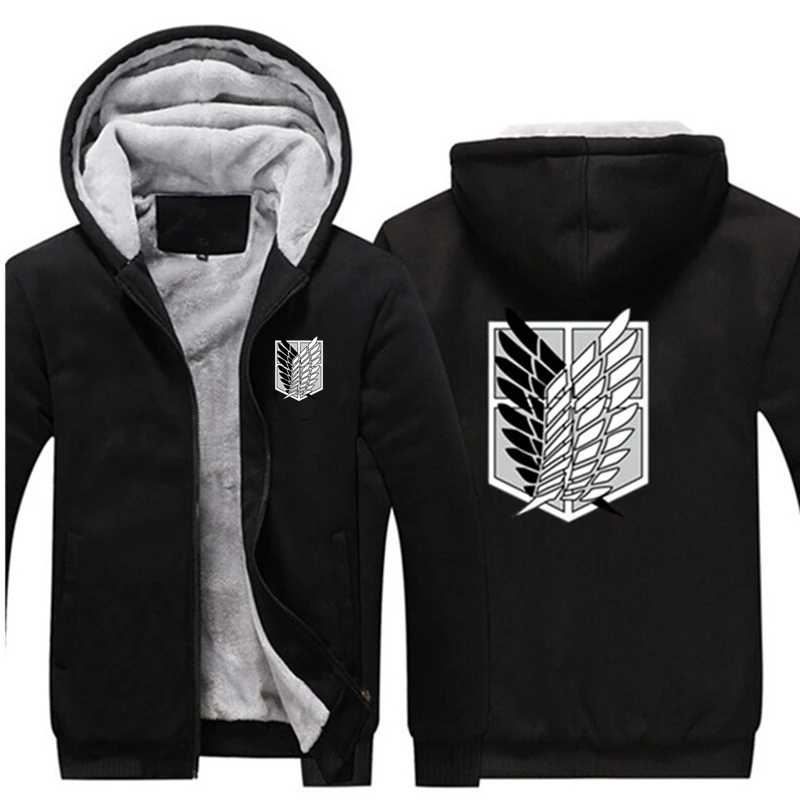 

Attack On Titan Winter Coat Cosplay Scout Legion Jackets Sweatshirt Japan Anime Fleece Hooded Tracksuit Thick Harajuku Coats New