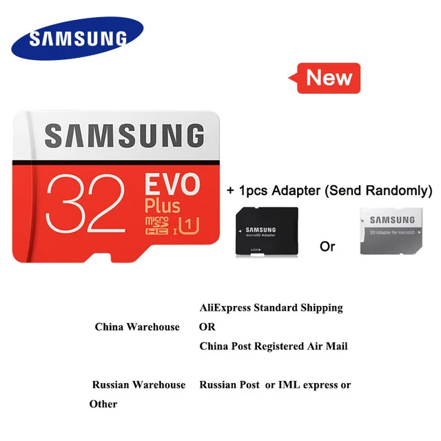 32GB CN With Adapter SAMSUNG Карты Памяти Micro SD 256 ГБ 128 ГБ 64 ГБ 32 ГБ 16 ГБ SDHC SDXC Класс EVO+ EVO UHS Class 10 С10 TF Trans Flash Microsd микро сд карта памяти для телефона - Емкость: 32GB CN With Adapter
