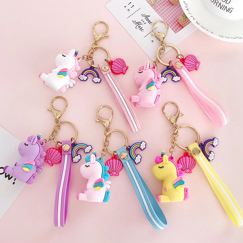 Мультяшный единорог маленькие подвесные плюшевые игрушки брелок для ключей