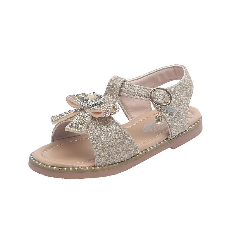 Sandalias planas de princesa para ni&ntilde;as, zapatos de playa para estudiantes de mediana edad, a la moda, elegantes y dulces para fiesta, 2022-4