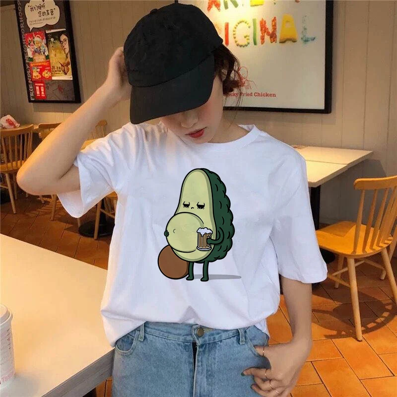 Забавные женские футболки белая футболка большого размера с принтом авокадо