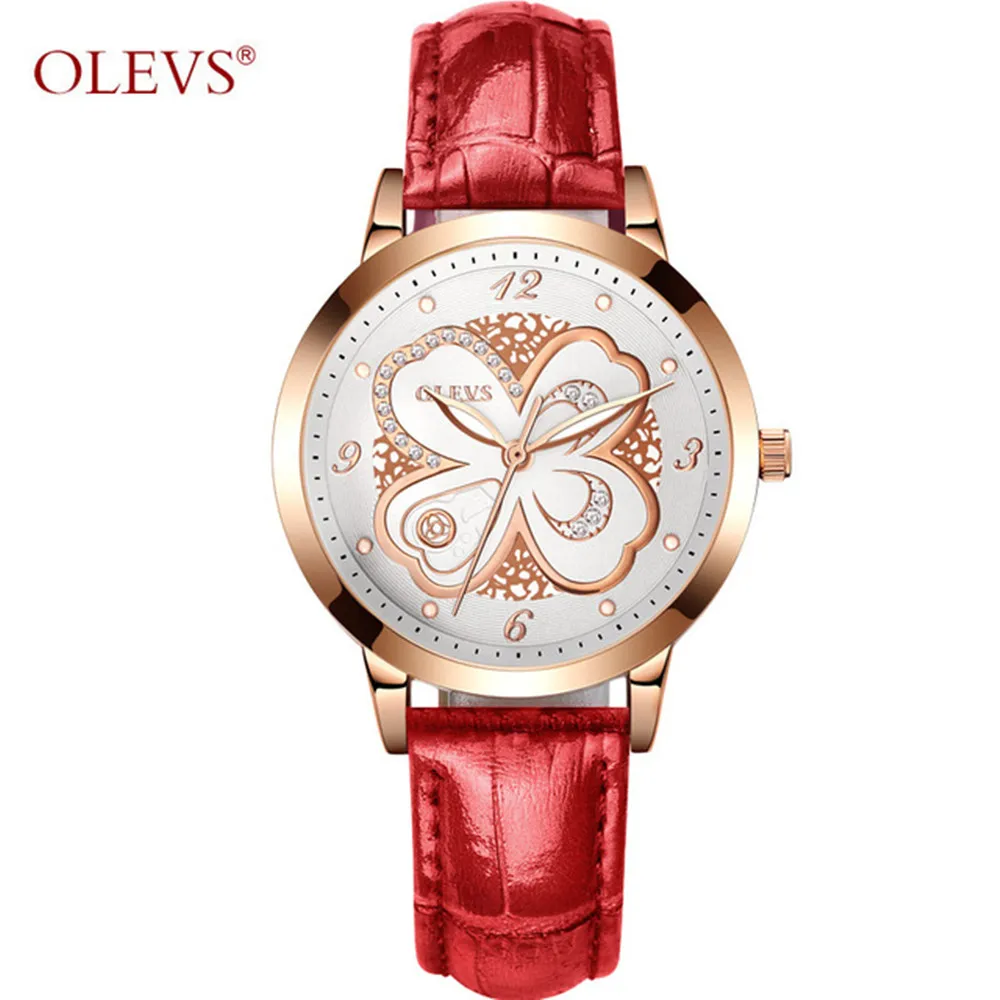 Женские наручные часы OLEVS со светящимися стрелками роскошные женские из розового