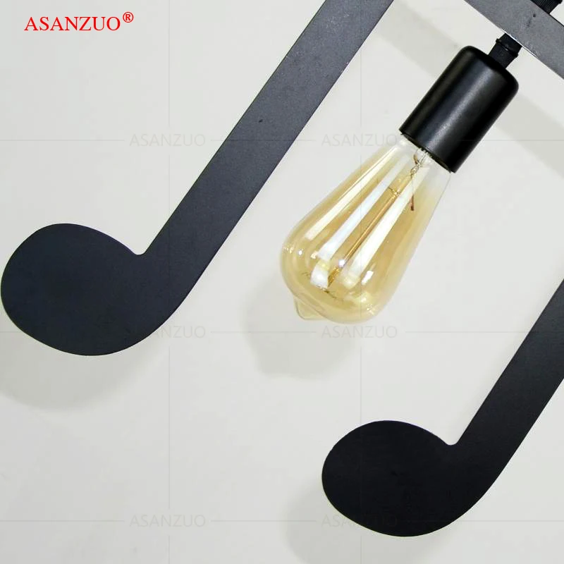 

Music symbol pendant lights E27 Creative Black Led Pendant Lamp for Bar bedroom bookroom Pendant Lighting