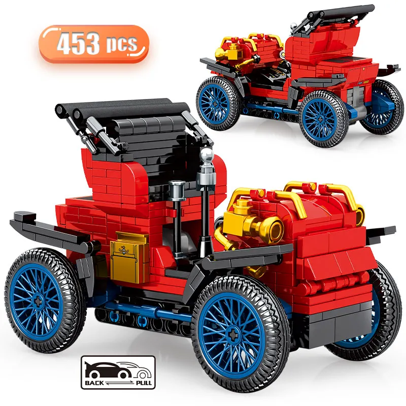 

City Classic Mechanical Pull Back Racing Car Technical Museum Model Building Blocks Supercar Vehicle Brick Toy For Children Gift