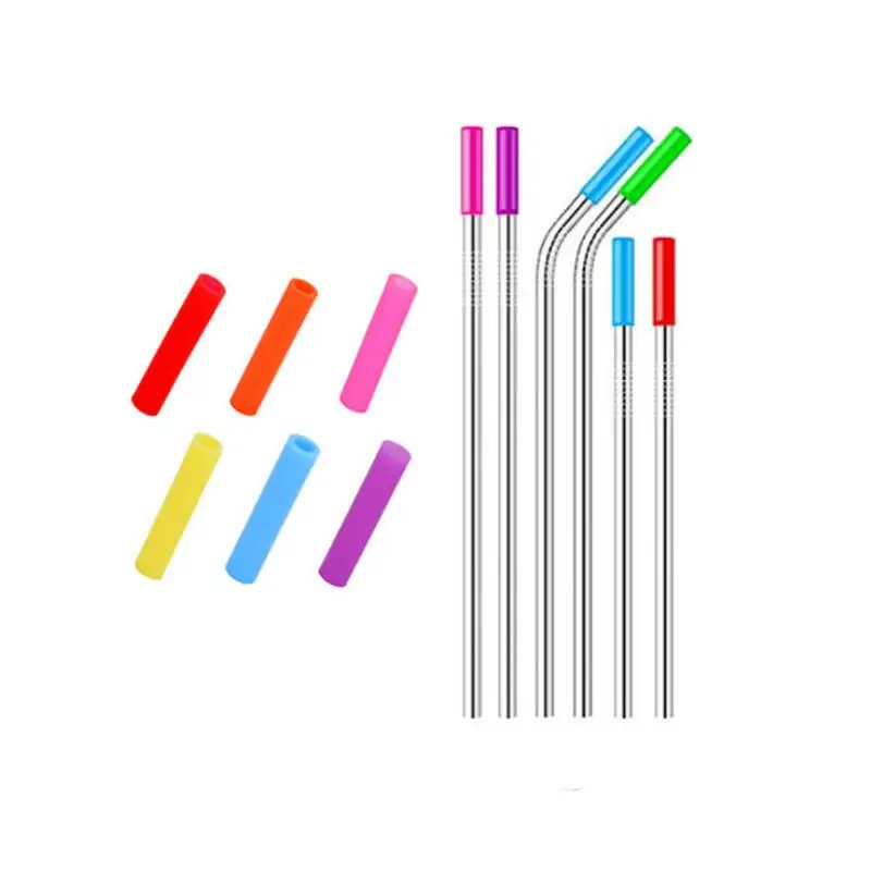 

Stainless Steel Drinking Straw Silicone Straws Tips Cover Fit For 6mm Wide Straws Silicone Tubes Straw Cover LX8128