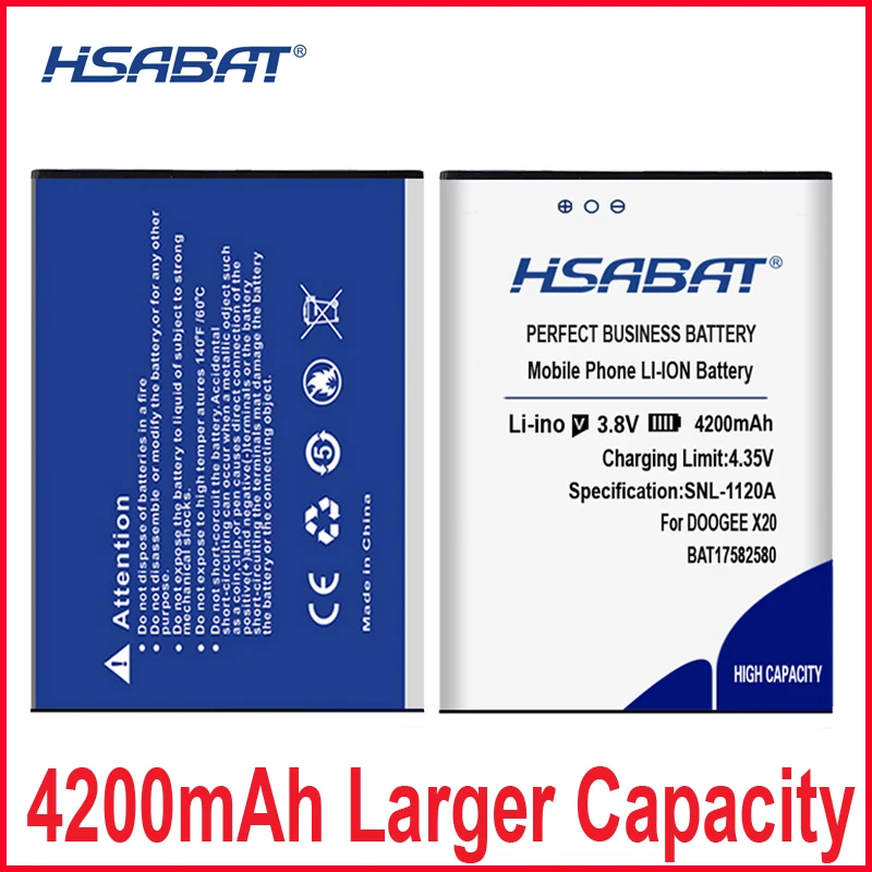 HSABAT 0 цикл 4200 мАч аккумулятор Для DOOGEE X20 X20L BAT17582580 высококачественные