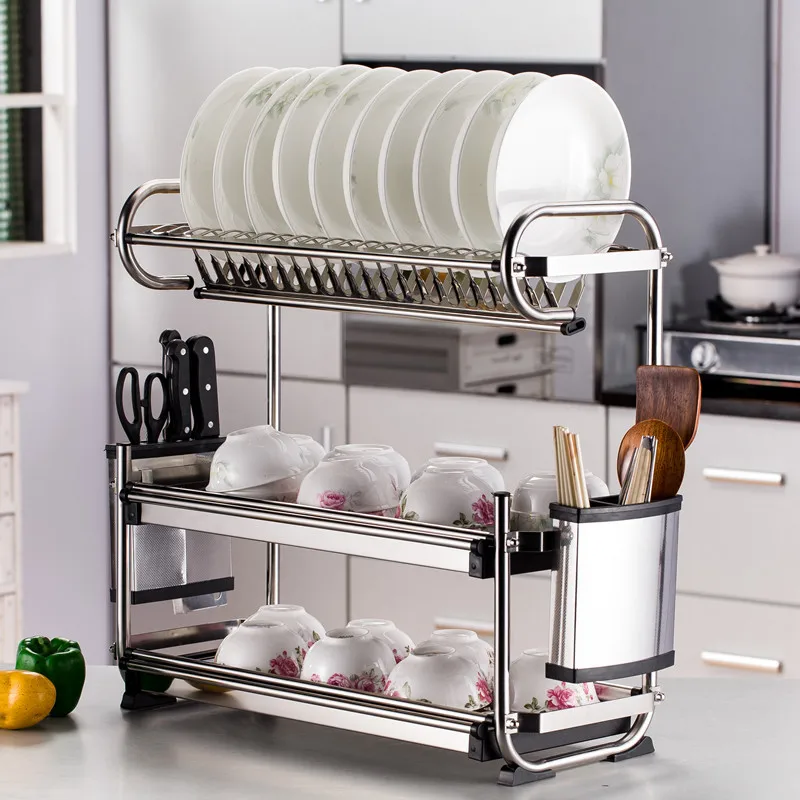 Кухня Нержавеющая сталь полки чаша и металлические кухня сушилка креативная