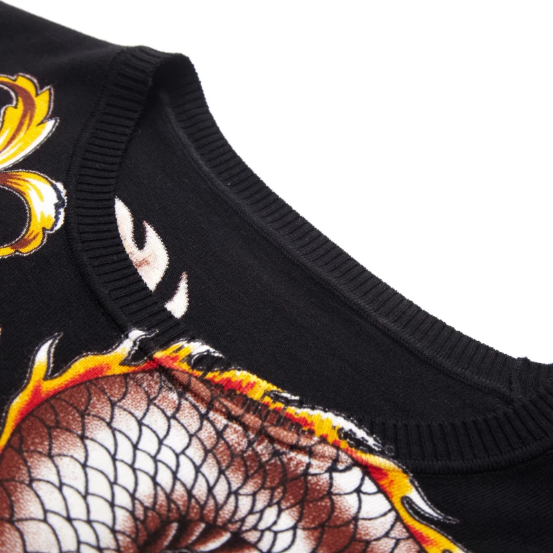 Autumn Sweater Men Jersey Clothing Black Gold Dragon Print Sweater Pullover For Men Casual Club Party Dj Clothing