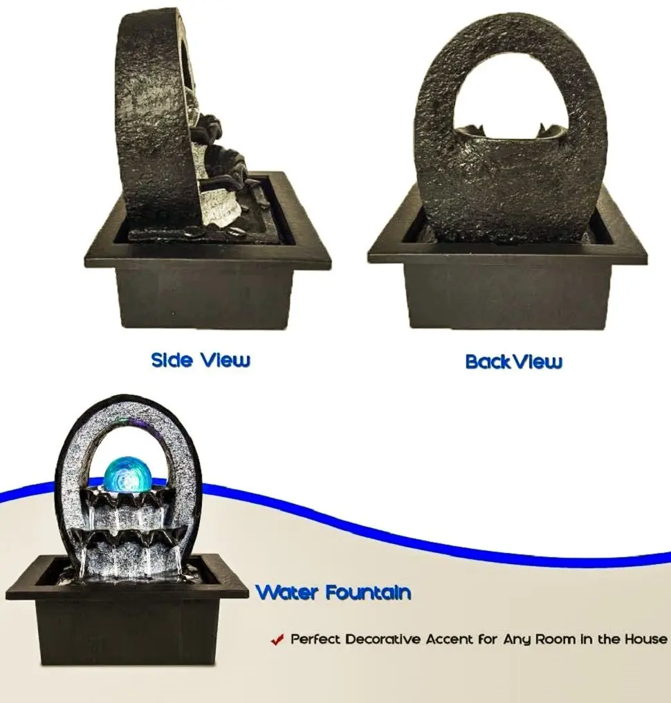 Настольный Смолы Электрический водяной фонтан декор с светодиодный подсветкой