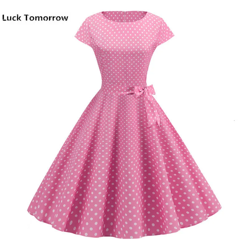 Летнее винтажное женское платье в горошек элегантное вечернее средней длины