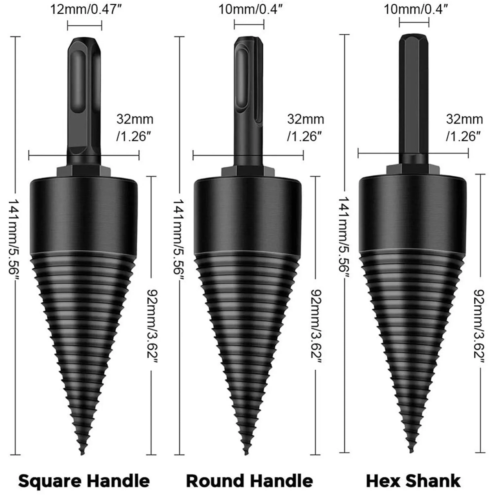 

3pcs Firewood Splitter Machine Drill Bits Wood Cone Reamer Punch Driver Step Drill Bit Split Drilling Tools Woodworking Tool D07