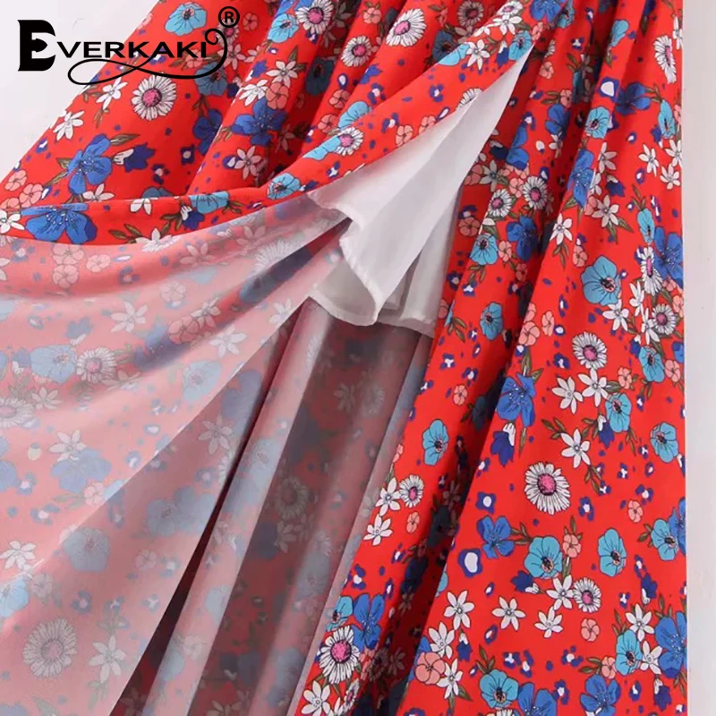 Everkaki Boho Длинная женская юбка с цветочным принтом летняя пляжная Женская
