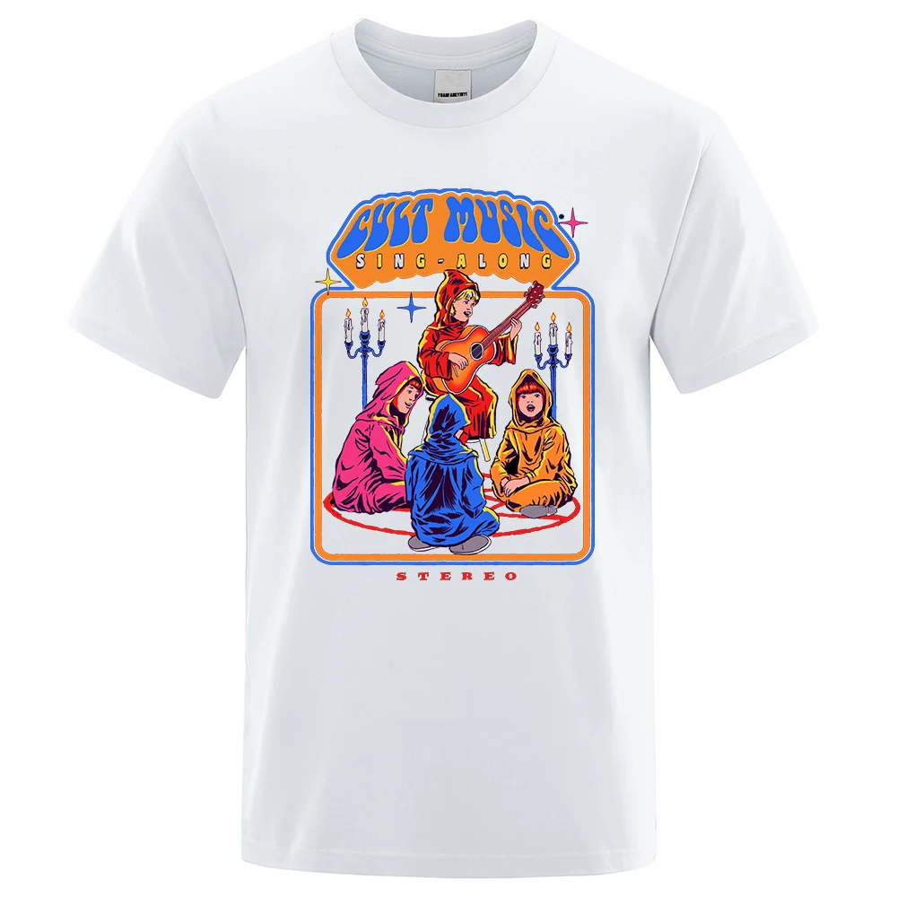 

Summer Tops Fashion Street Mens Cult Music Sing-Along Cartoons Print T-Shirts Men Casual Loose Clothing Oversized Tshirts