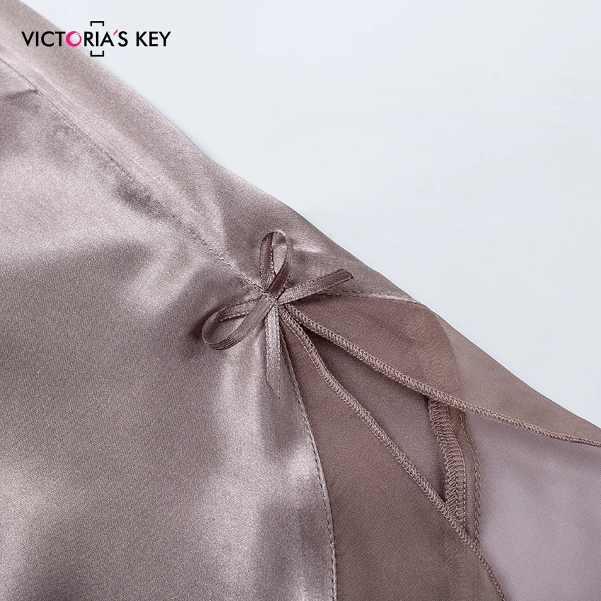 Викторианский ключ коричневый Атласный пижамный комплект для женщин без рукавов