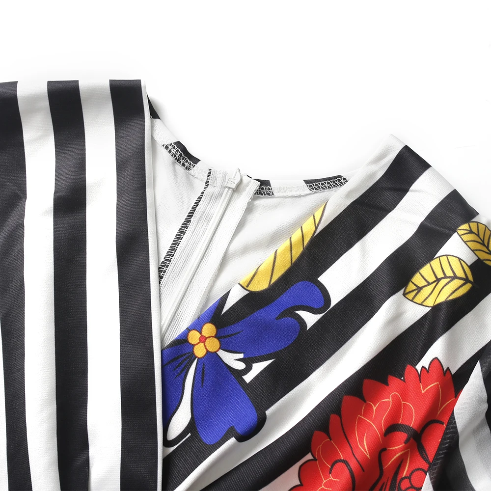 

2021 South Africa Women Dress African Print Striped Dresses Office Ladies Attire Dashiki Bazin Vintage Gowns With Belt