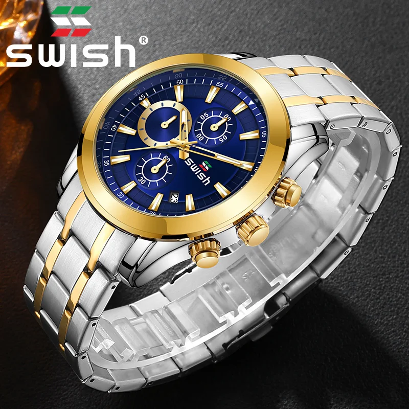 Мужские часы SWISH 2020 роскошные спортивные кварцевые хронограф светящиеся военные