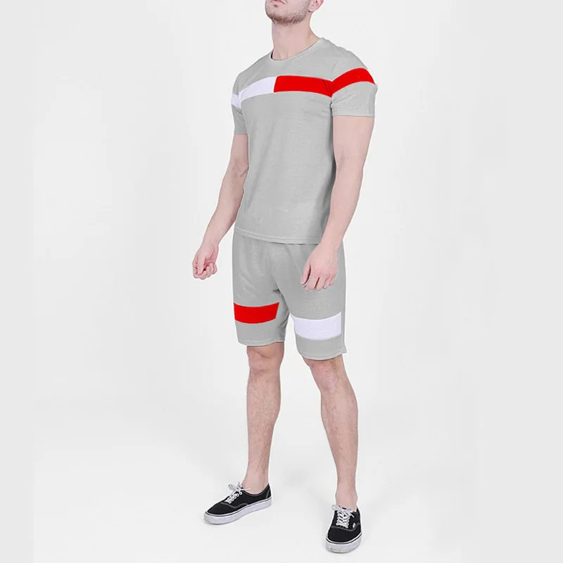 

Summer Short Sleeve Sport Suits 2021 New Men's Tracksuit Breathable Sweat Suits Male Sportswear 2 Piece Set Men Shorts + T Shirt
