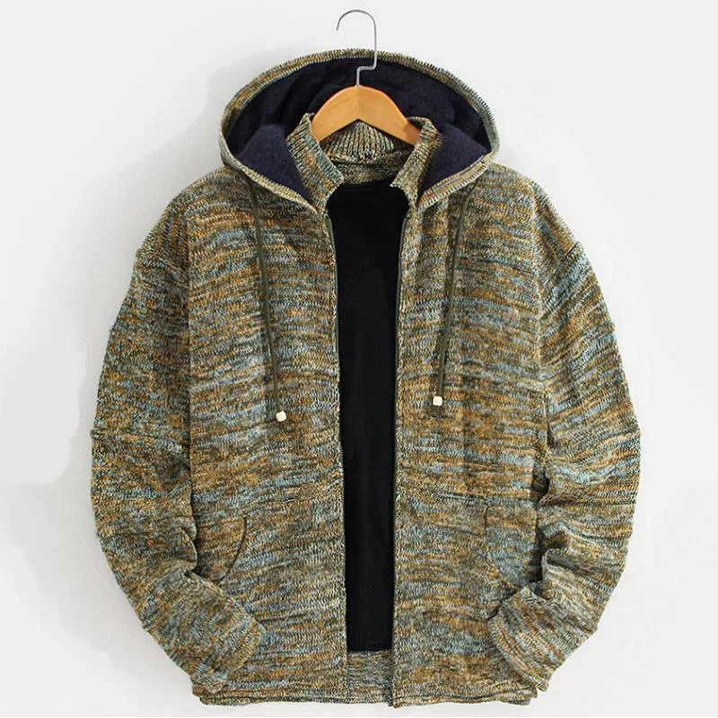 

Fashion Men's Sweaters Coat Autumn and Winter Casual Loose Hooded Sweater Zipper Cardigan Sweater Coat Plus Size Mens Clothes