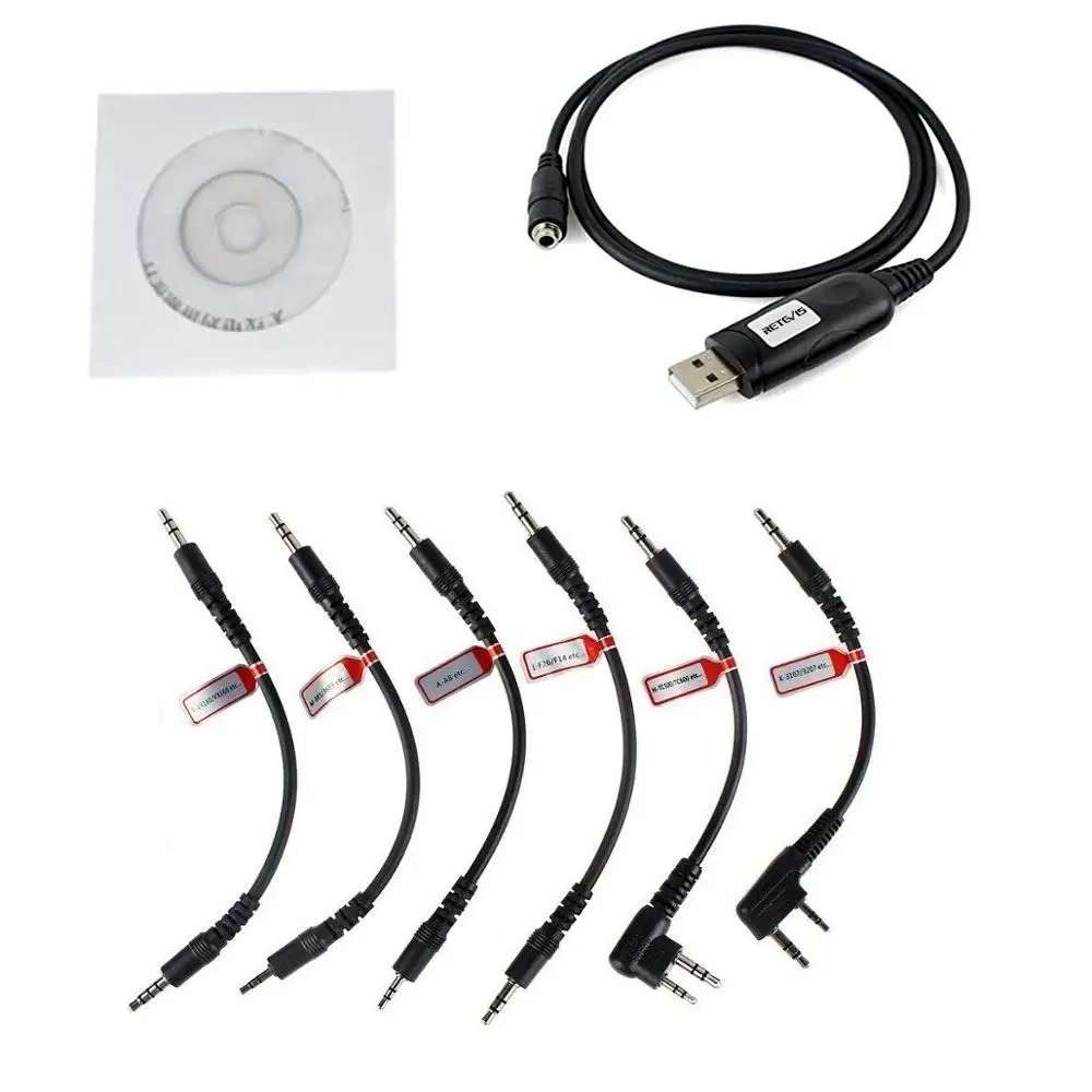 Черный USB-кабель Retevis 6 в 1 для программирования Motorola HYT ICOM BAOFENG PUXING KENWOOD YAESU