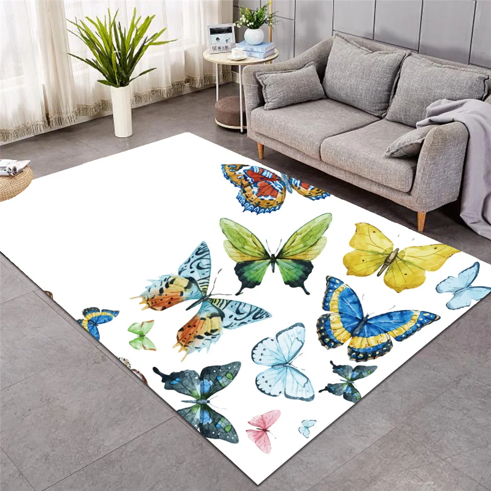 Постельные принадлежности Outlet Flying Butterfly области ковер прямоугольник большой ковры для спальни весна печать декоративный пол домашний коврик tapetes