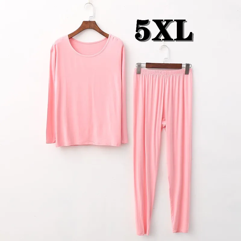 Women's Underwear Long Johns Big Plus Size 5XL Spring New Casual Set Modal Breathable Clothes For Ladies Body Suit Free Shipping