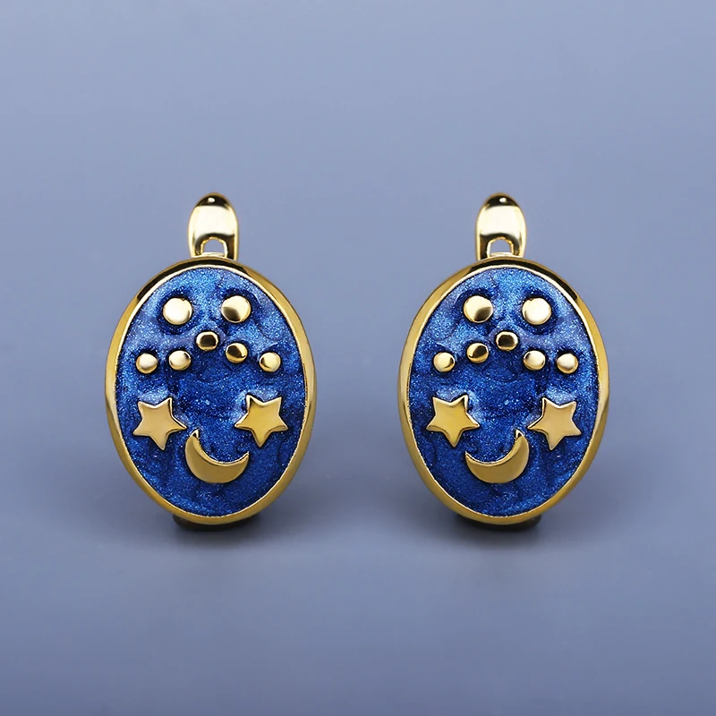 

Женские серьги из серебра 925 пробы с синей эмалью