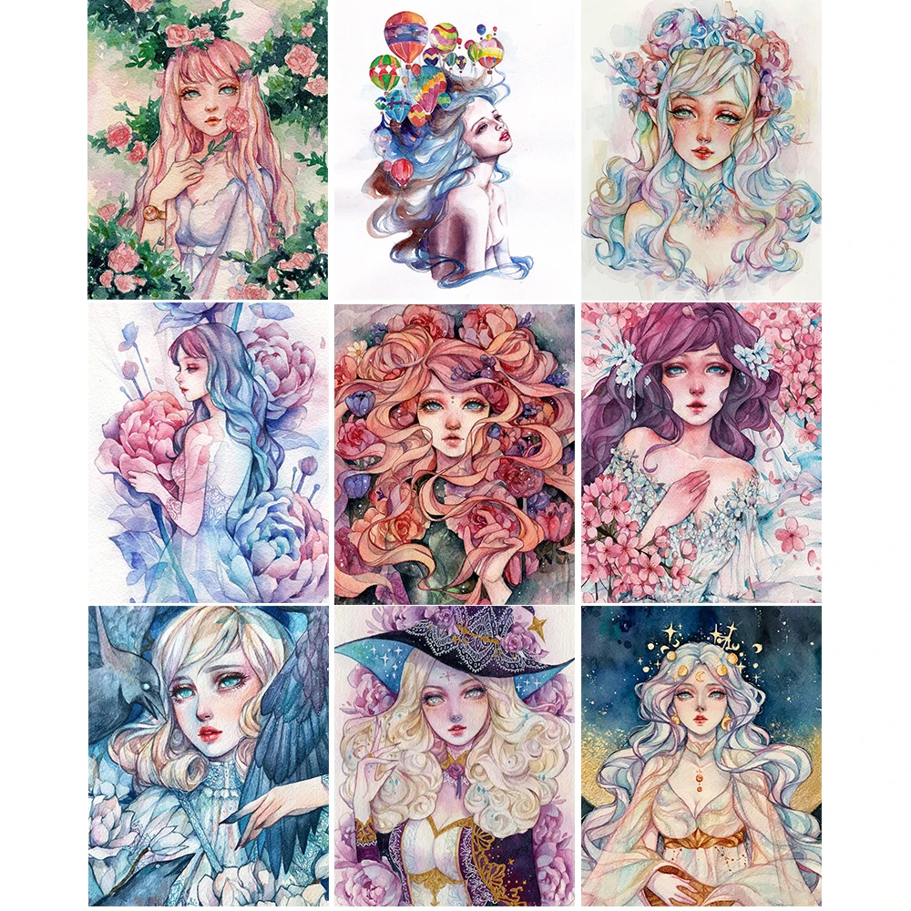 Девочка мультфильм DIY картина маслом по номерам расписанную Наборы рисования