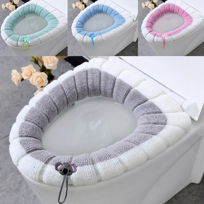 

Winter Warm Universal Thickened Plush Toilet Seat Lid Cushion Washers for Bathroom Toilet Pad Ring Suit