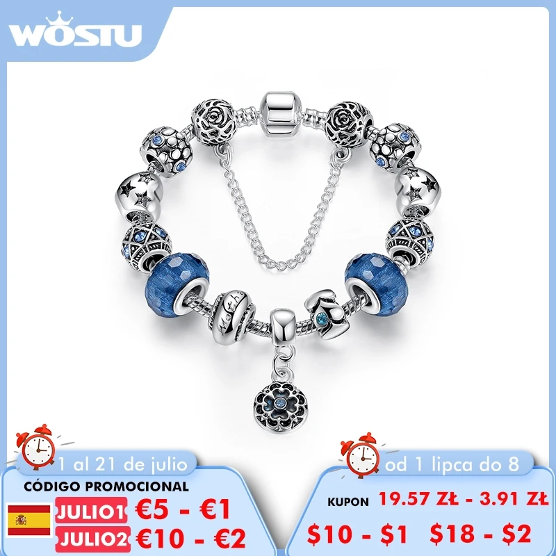 Горячая Распродажа женский браслет синие увлекательные бусины подходят для