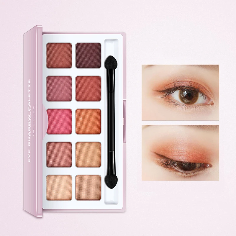 Матовый телесный 10 цветов блестящие тени для макияжа Pallete матовые тени для век Палитра мерцающие алмазные тени для век порошок пигмент TSLM1