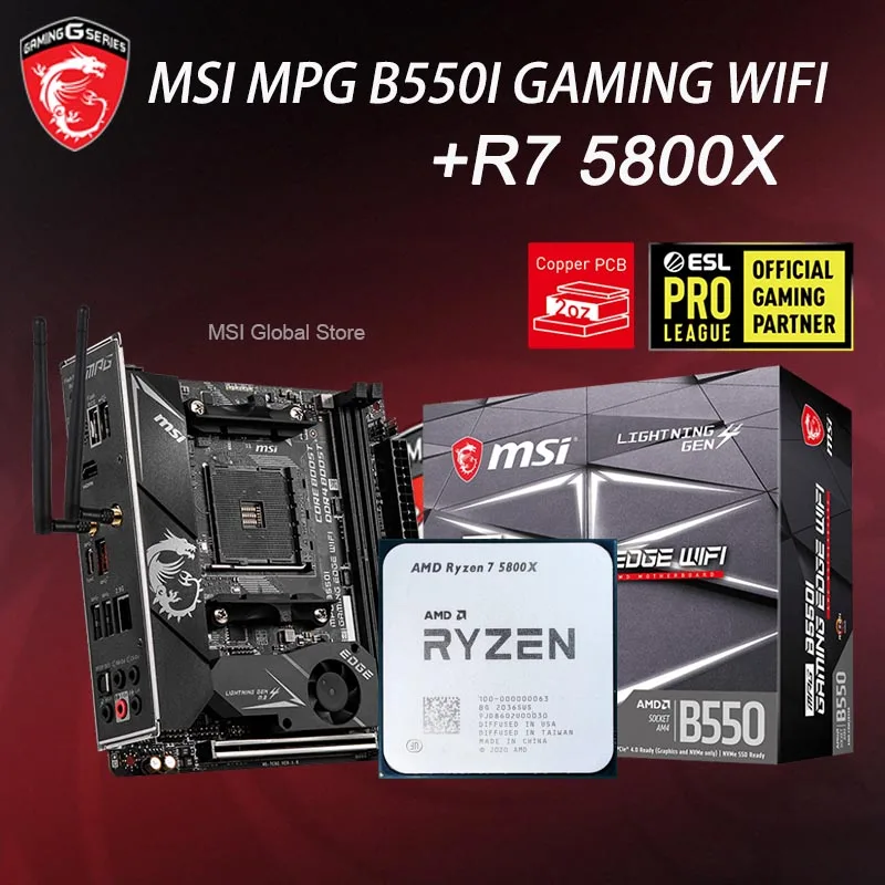 Socket AM4 MSI MPG B550I GAMING EDGE WIFI Motherboard + AMD Ryzen 7 5800X Motherboard Set 3.8GHz PCI-E 4.0 CPU Without cooler
